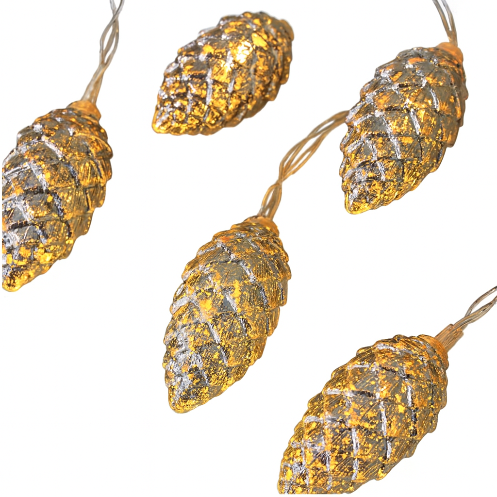 LED-Zapfen-Lichterkette 1,5 m – 10 Lichter für Weihnachtsbaum & Deko