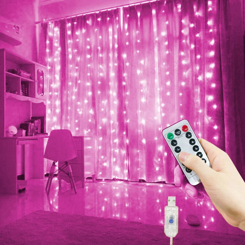 LED-Vorhanglichterkette – 6×3 m / 3×3 m mit Fernbedienung für Weihnachten & Neujahr