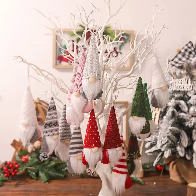 3er Set Weihnachtswichtel – Plüsch-Santa & gestrickte Figuren für Baum & Deko