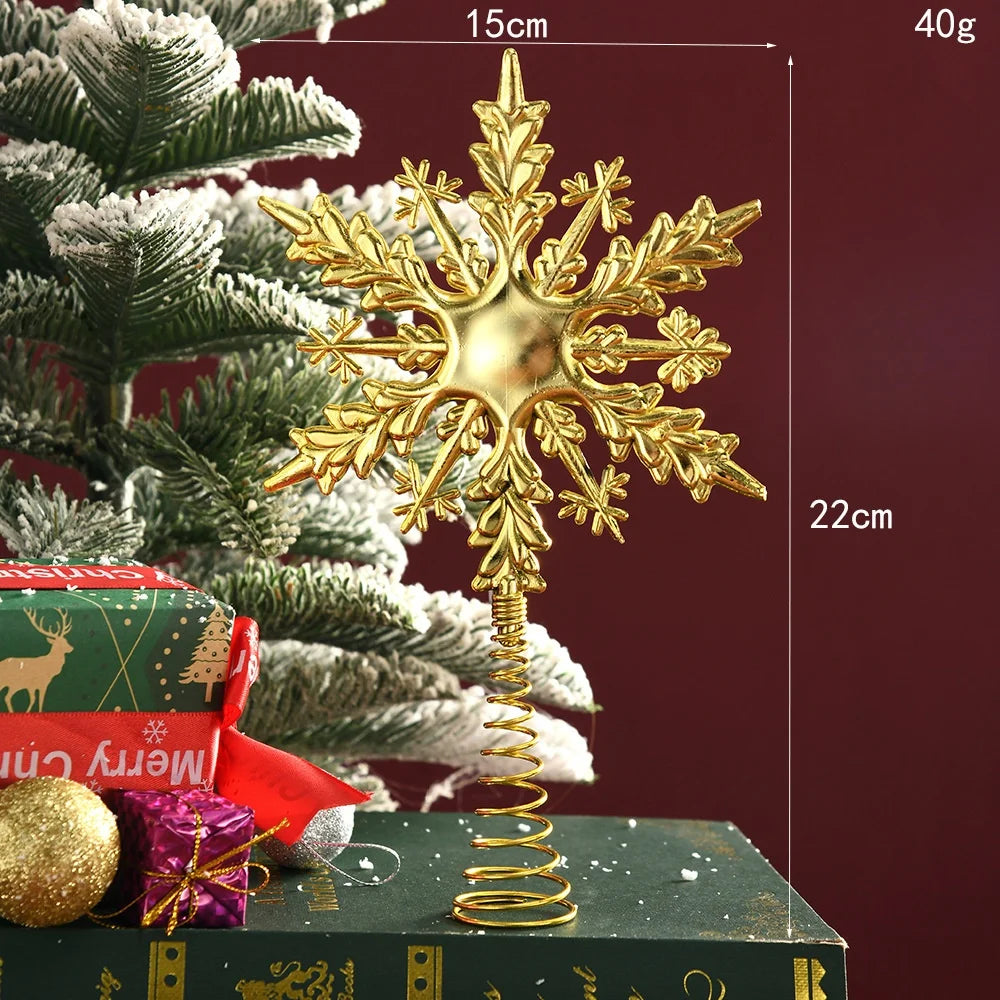 Weihnachtsbaum Spitze – Glitzernde Goldene Stern-Spitze für Festtagsdekoration