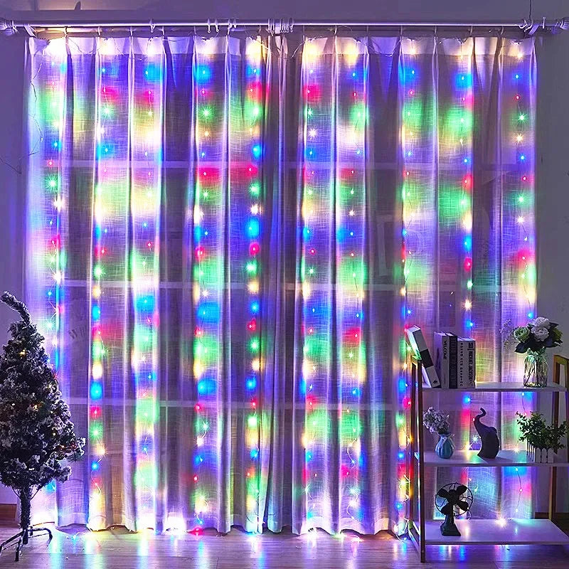 LED-Vorhanglichterkette – 6×3 m / 3×3 m mit Fernbedienung für Weihnachten & Neujahr