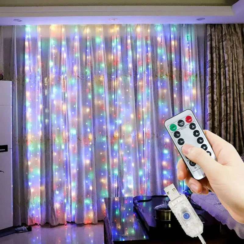 LED-Vorhanglichterkette – 6×3 m / 3×3 m mit Fernbedienung für Weihnachten & Neujahr