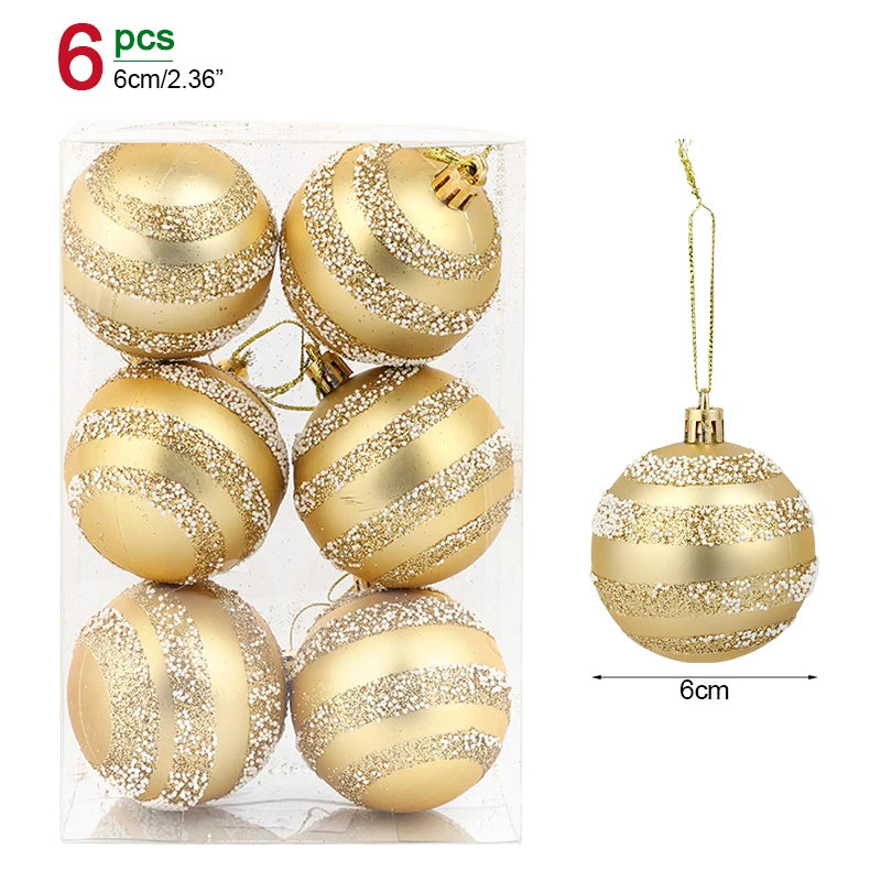 6er Set Weihnachtsbaum Kugeln – 6 cm Christbaum Anhänger für Festtagsdekoration & Neujahrsgeschenk