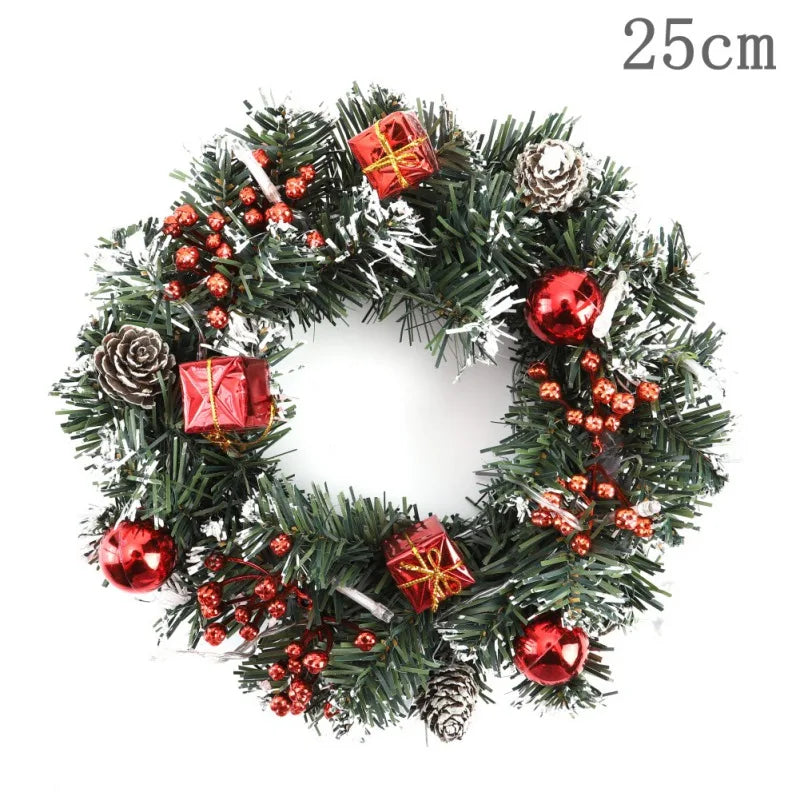 Weihnachtskranz mit LED-Lichterkette – 25/30/40 cm für Tür & Wand