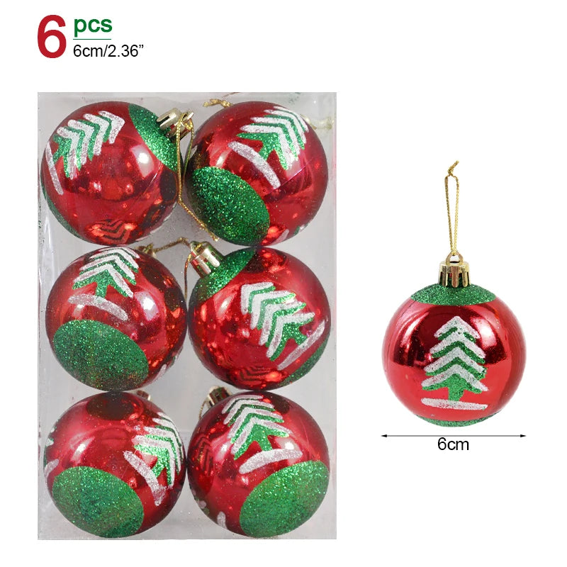 6er Set Weihnachtsbaum Kugeln – 6 cm Christbaum Anhänger für Festtagsdekoration & Neujahrsgeschenk