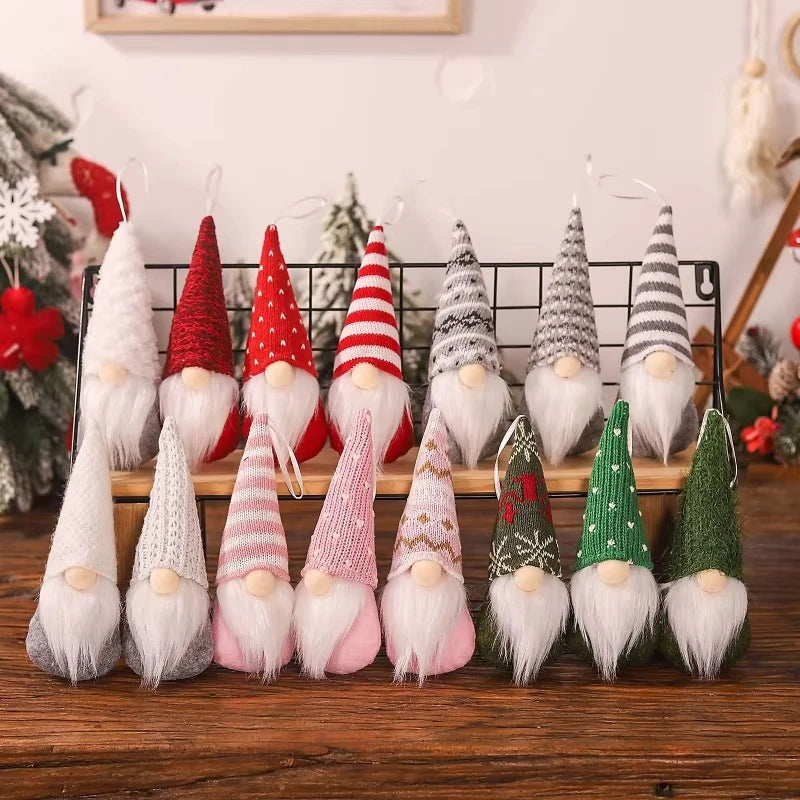 3er Set Weihnachtswichtel – Plüsch-Santa & gestrickte Figuren für Baum & Deko