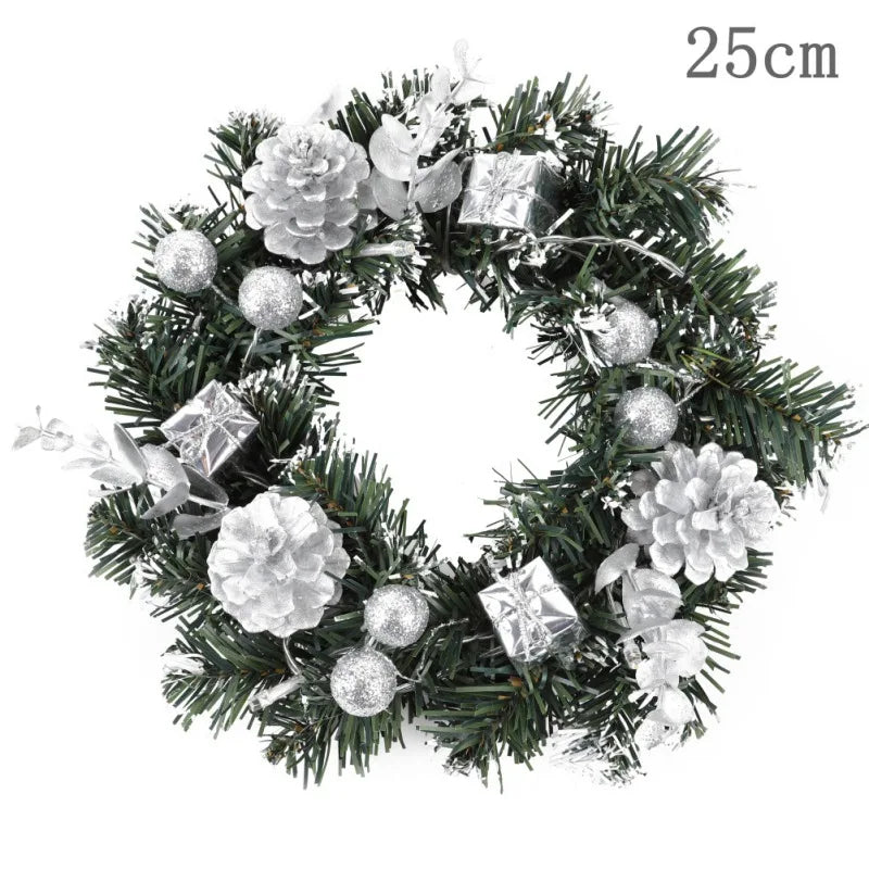 Weihnachtskranz mit LED-Lichterkette – 25/30/40 cm für Tür & Wand