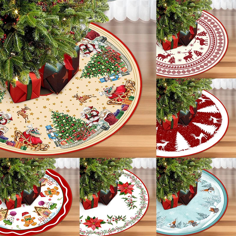 Weihnachtsbaumrock – 90/120 cm, Santa Claus & Schneeflocken Design für Baum-Deko
