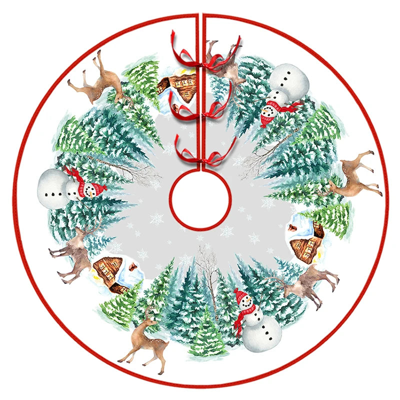Weihnachtsbaumrock – 90/120 cm, Santa Claus & Schneeflocken Design für Baum-Deko