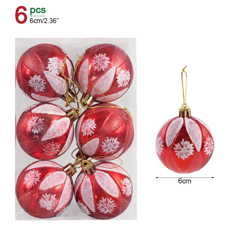 6er Set Weihnachtsbaum Kugeln – 6 cm Christbaum Anhänger für Festtagsdekoration & Neujahrsgeschenk