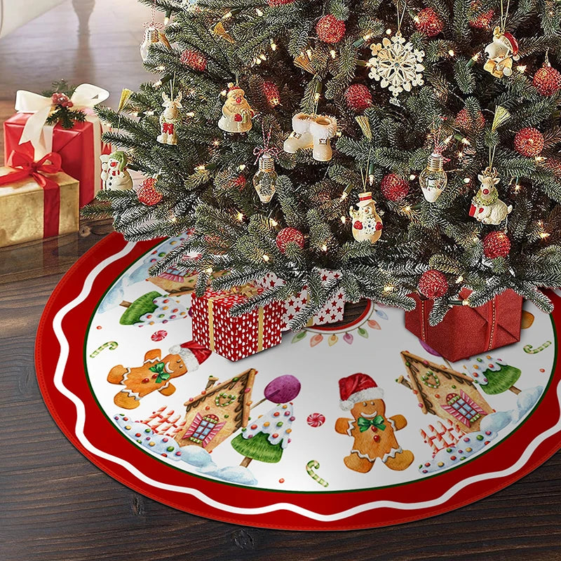 Weihnachtsbaumrock – 90/120 cm, Santa Claus & Schneeflocken Design für Baum-Deko