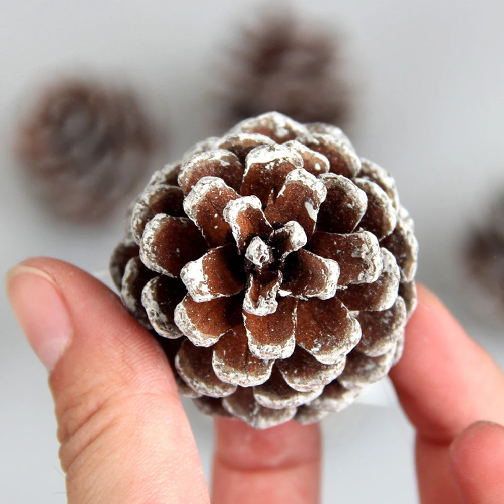 6 Stück Künstliche Tannenzapfen – Holz Pine Cones für Weihnachtsbaum Anhänger & Deko (4 cm)