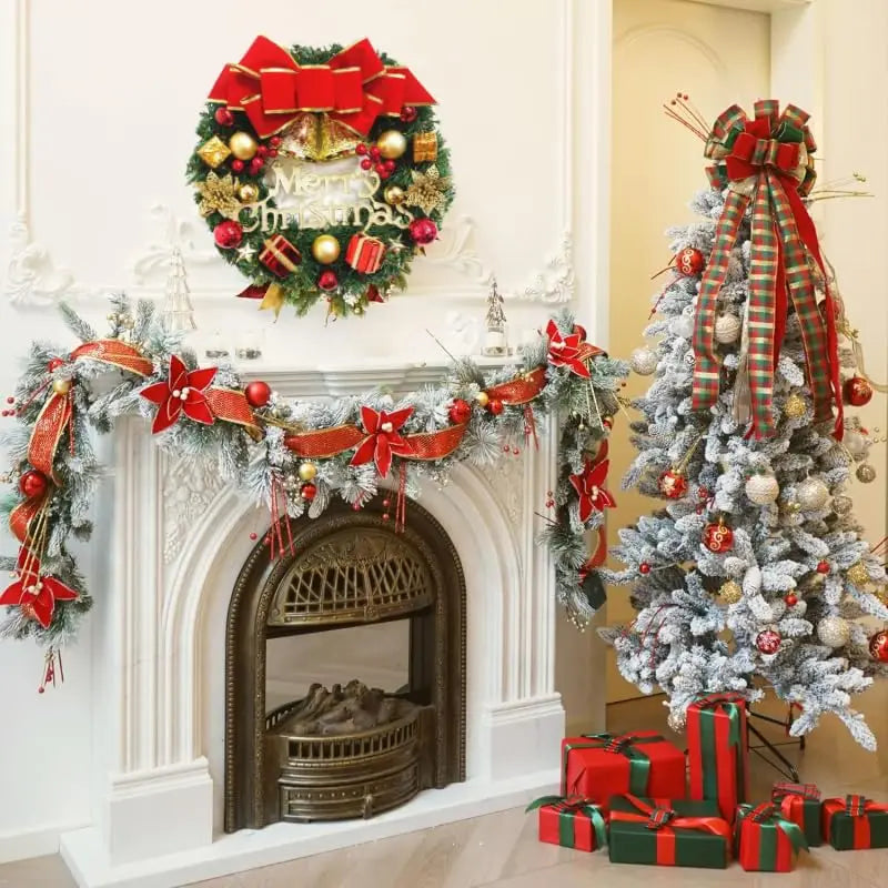 Handgemachter Weihnachtskranz – Simulierter Tür- & Fensterkranz für Festtagsdekoration