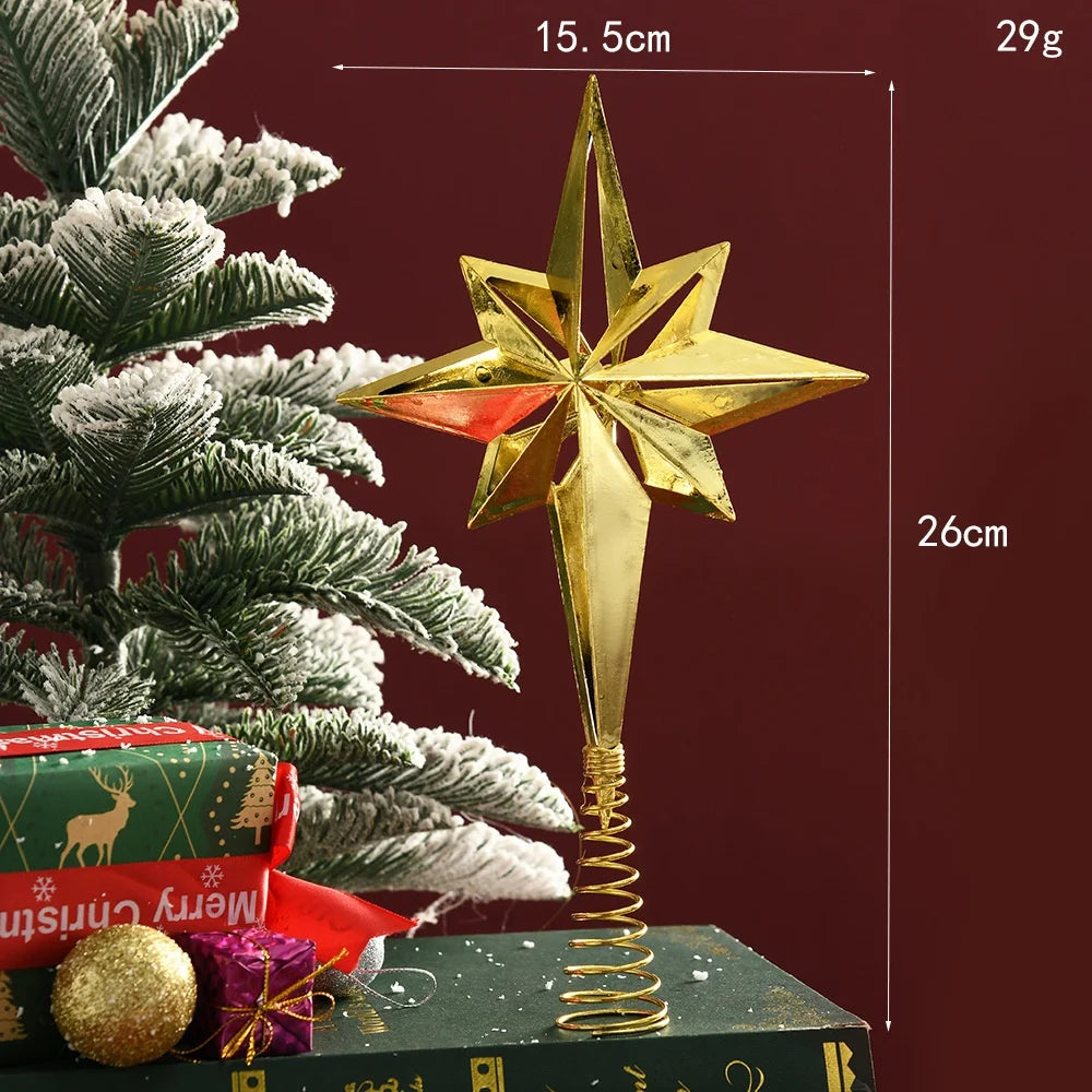 Weihnachtsbaum Spitze – Glitzernde Goldene Stern-Spitze für Festtagsdekoration