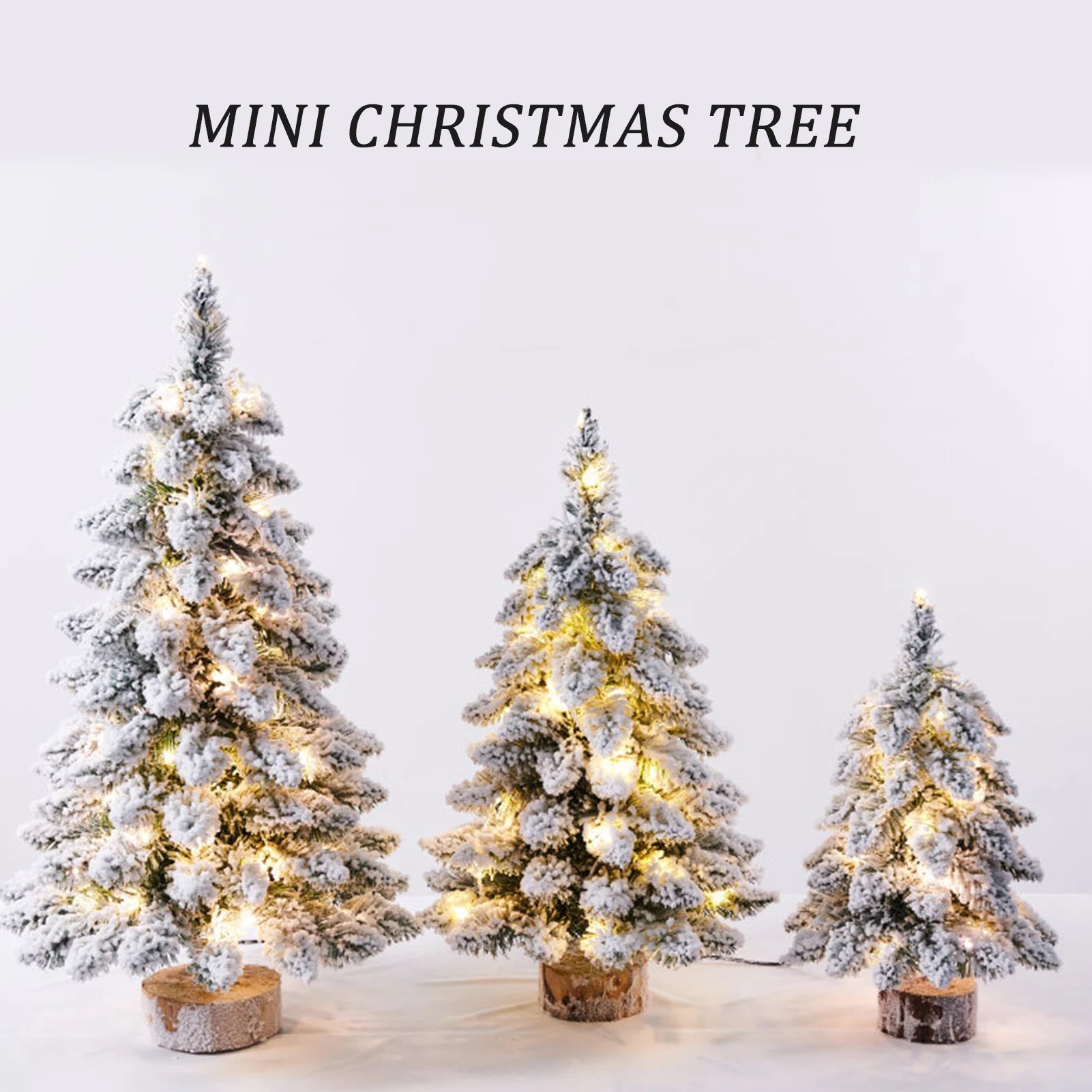 Weihnachtsbaum Tischfigur – Schneebedeckter Mini Weihnachtsbaum mit LED-Lichtern für Geschenke