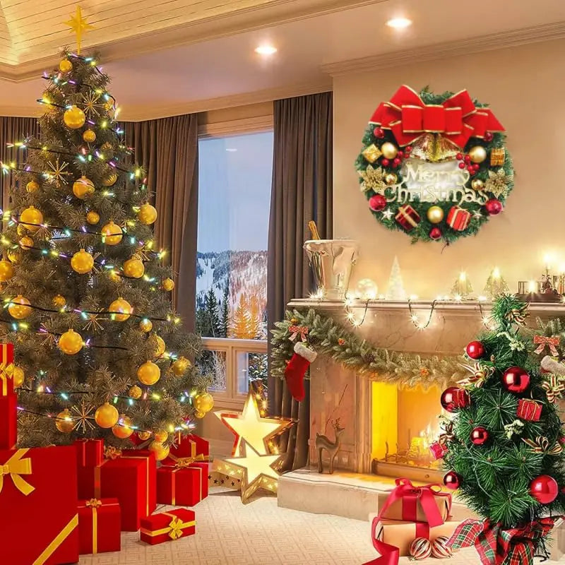 Handgemachter Weihnachtskranz – Simulierter Tür- & Fensterkranz für Festtagsdekoration