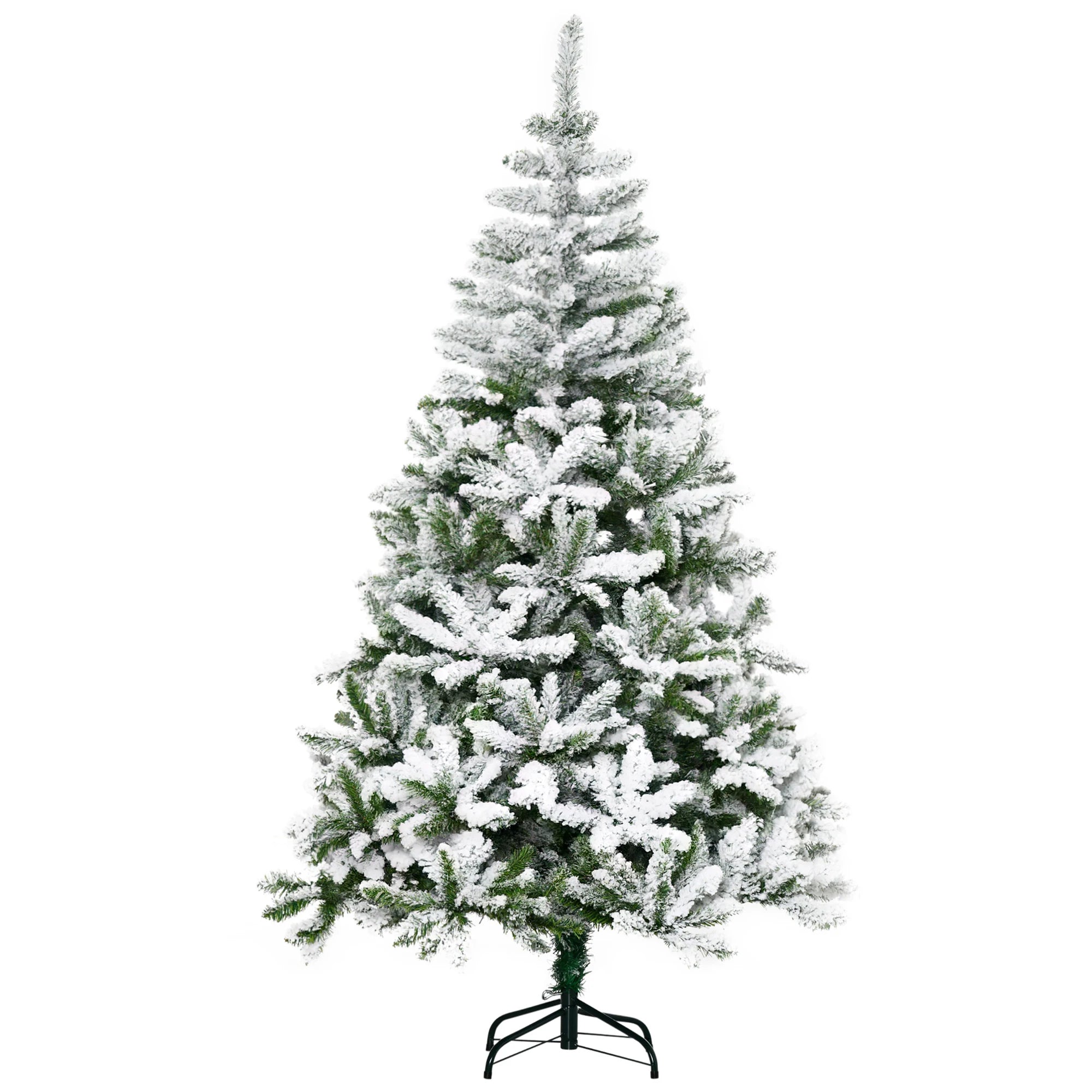 Künstlicher Weihnachtsbaum 180 cm – Grüner Baum mit 750 Zweigen & feuerfester Schneebeschichtung