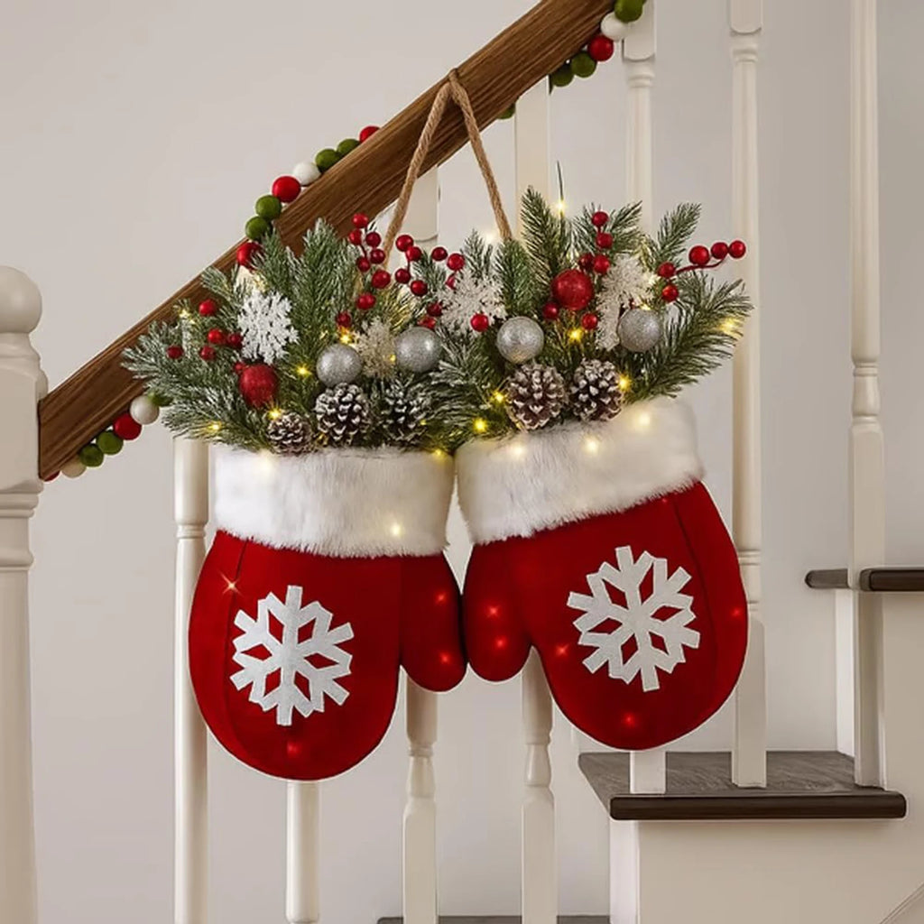 Weihnachtszauber-Handschuh – Kranz für Tür & Fenster