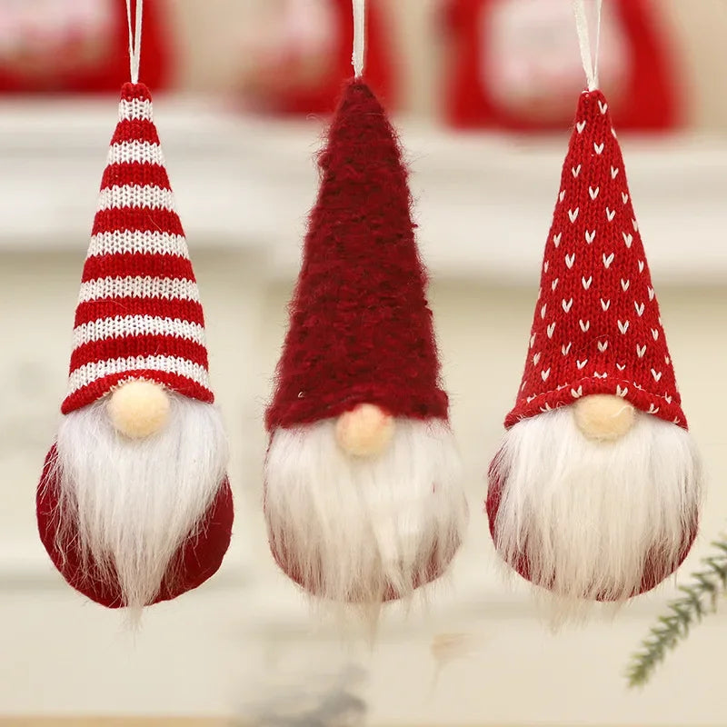 3er Set Weihnachtswichtel – Plüsch-Santa & gestrickte Figuren für Baum & Deko