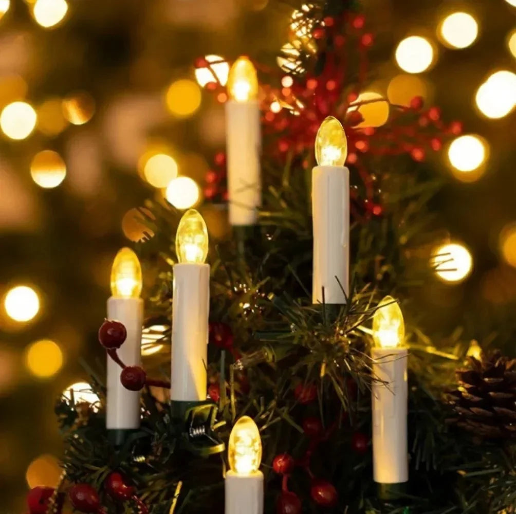20er LED Kerzen Lichterkette – Warmweiß, Flameless Clip-On für Weihnachten & Deko