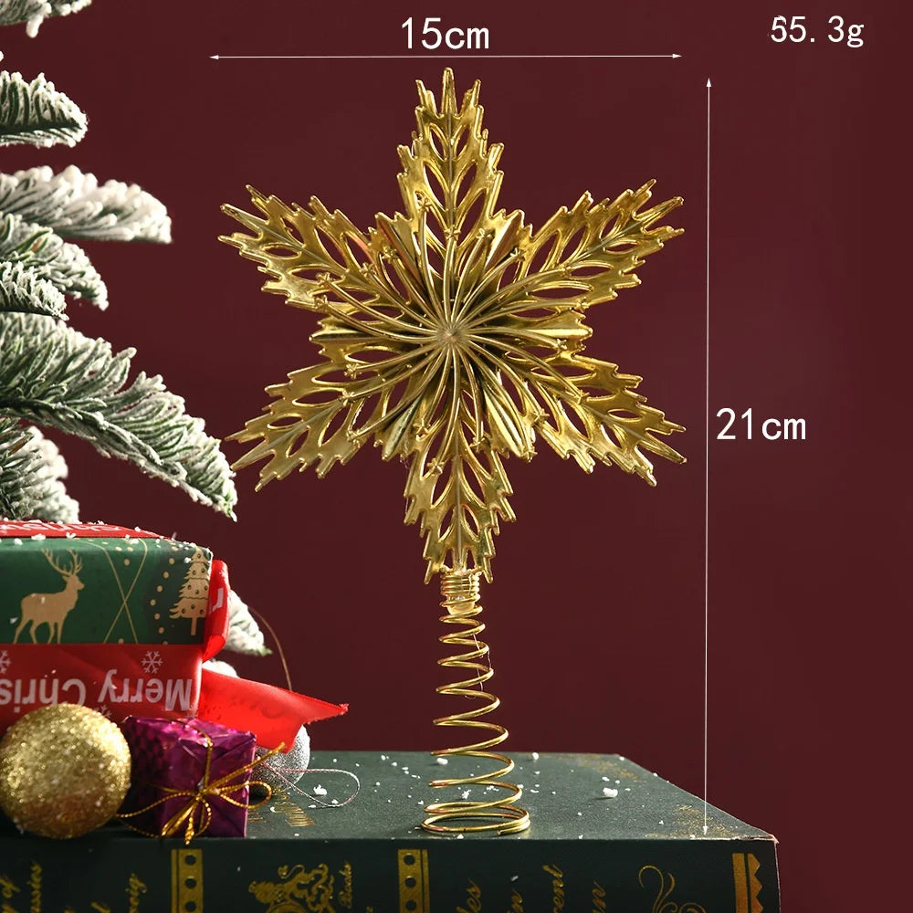 Weihnachtsbaum Spitze – Glitzernde Goldene Stern-Spitze für Festtagsdekoration