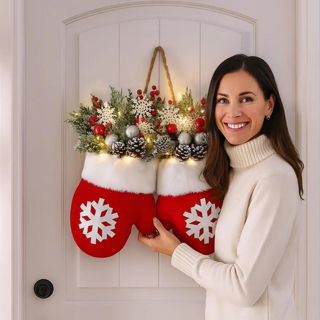 Weihnachtszauber-Handschuh – Kranz für Tür & Fenster
