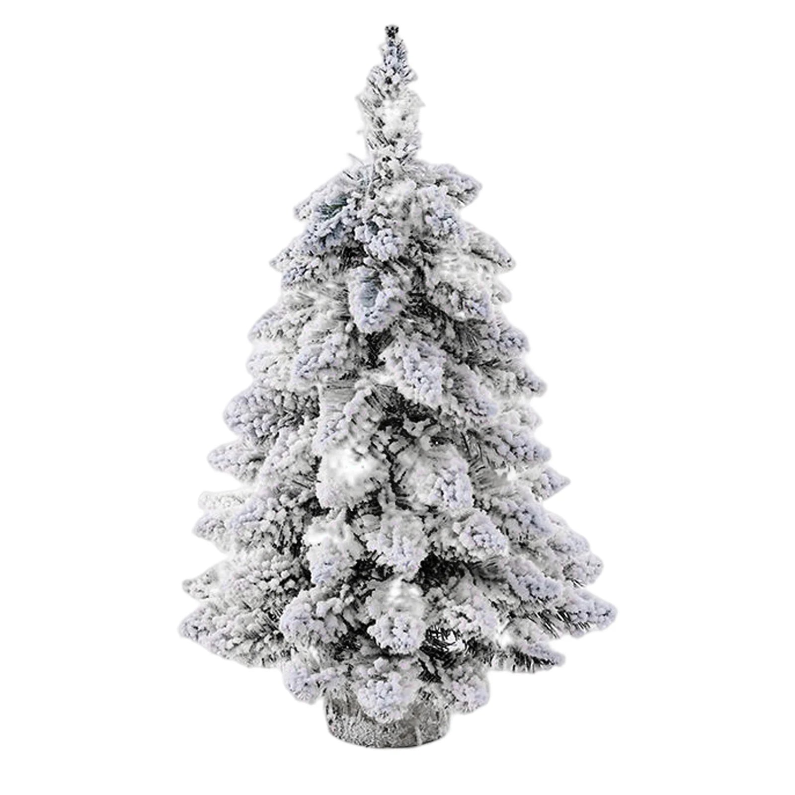 Weihnachtsbaum Tischfigur – Schneebedeckter Mini Weihnachtsbaum mit LED-Lichtern für Geschenke