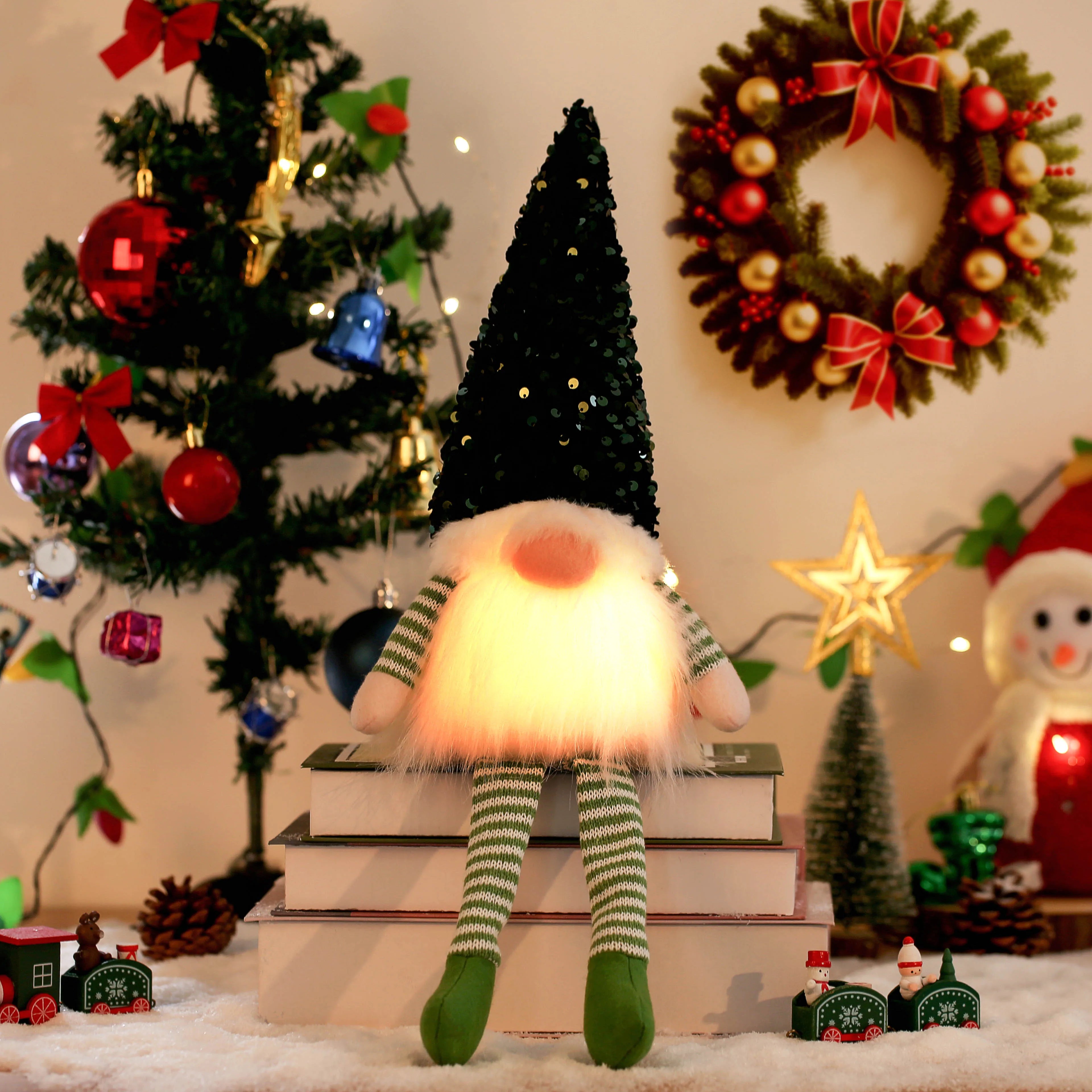 Leuchtender Wichtel – 30 cm Weihnachtsbaum-Deko & Nachtlicht