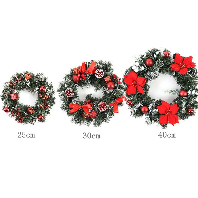 Weihnachtskranz mit LED-Lichterkette – 25/30/40 cm für Tür & Wand