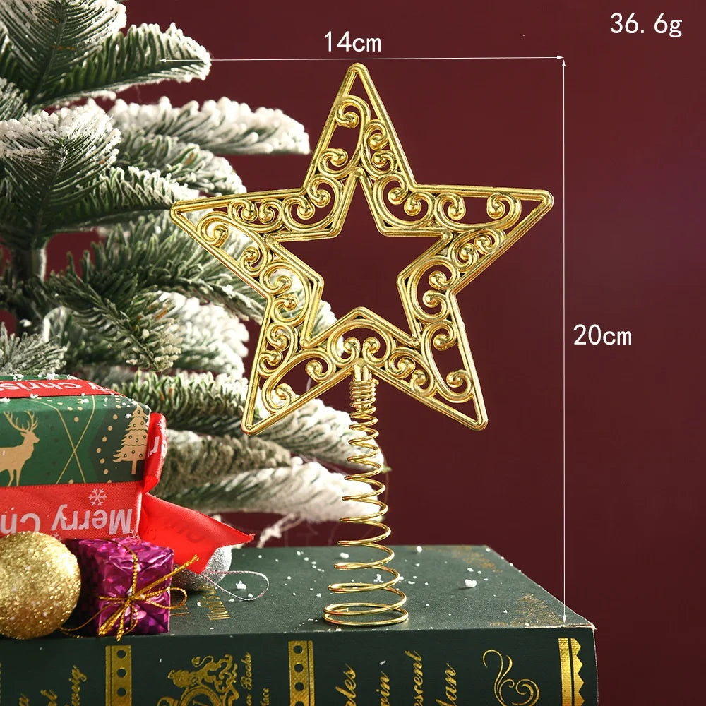 Weihnachtsbaum Spitze – Glitzernde Goldene Stern-Spitze für Festtagsdekoration