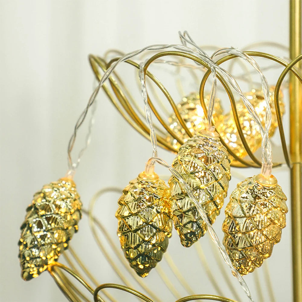 LED-Zapfen-Lichterkette 1,5 m – 10 Lichter für Weihnachtsbaum & Deko