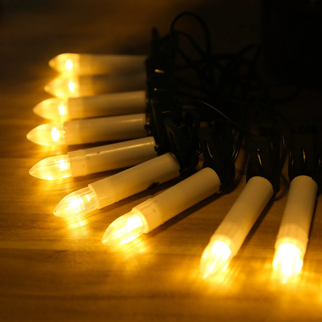 20er LED Kerzen Lichterkette – Warmweiß, Flameless Clip-On für Weihnachten & Deko