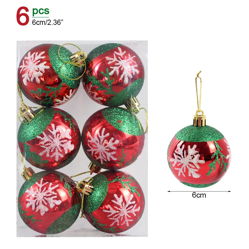 6er Set Weihnachtsbaum Kugeln – 6 cm Christbaum Anhänger für Festtagsdekoration & Neujahrsgeschenk