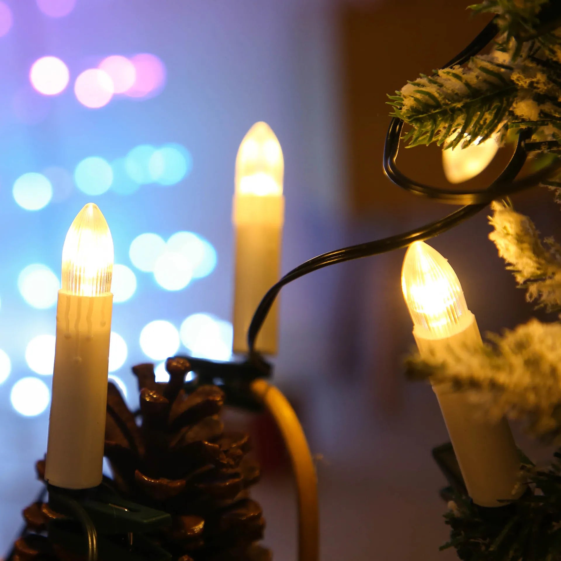 20er LED Kerzen Lichterkette – Warmweiß, Flameless Clip-On für Weihnachten & Deko