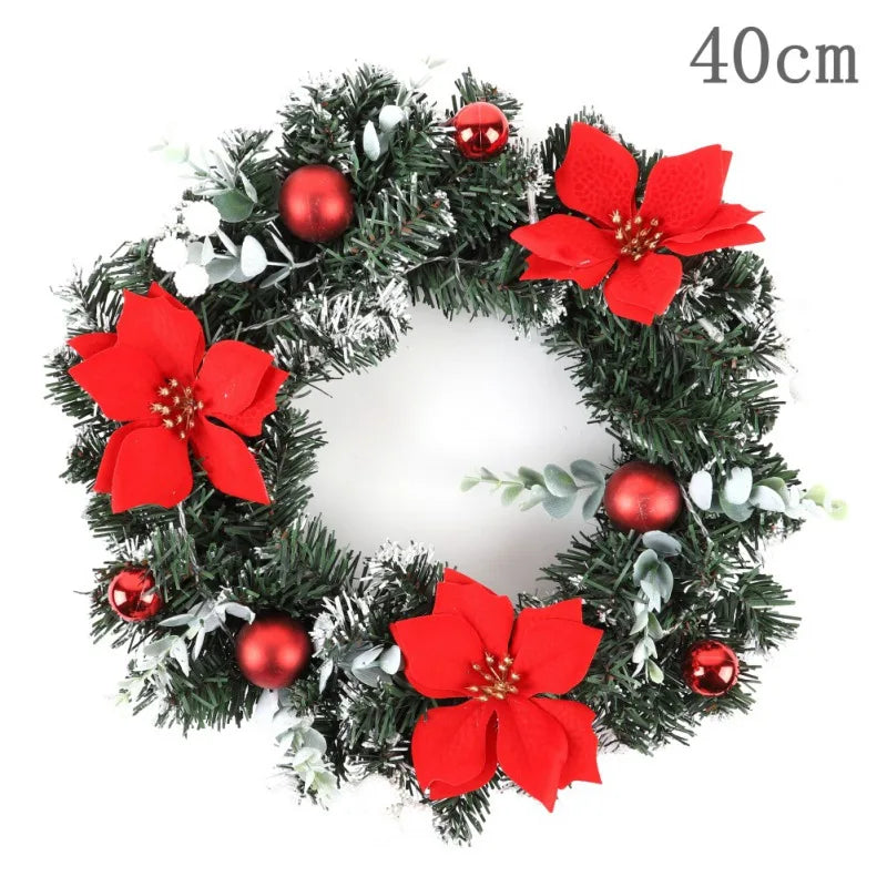 Weihnachtskranz mit LED-Lichterkette – 25/30/40 cm für Tür & Wand