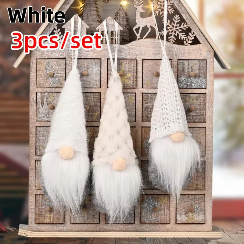 3er Set Weihnachtswichtel – Plüsch-Santa & gestrickte Figuren für Baum & Deko