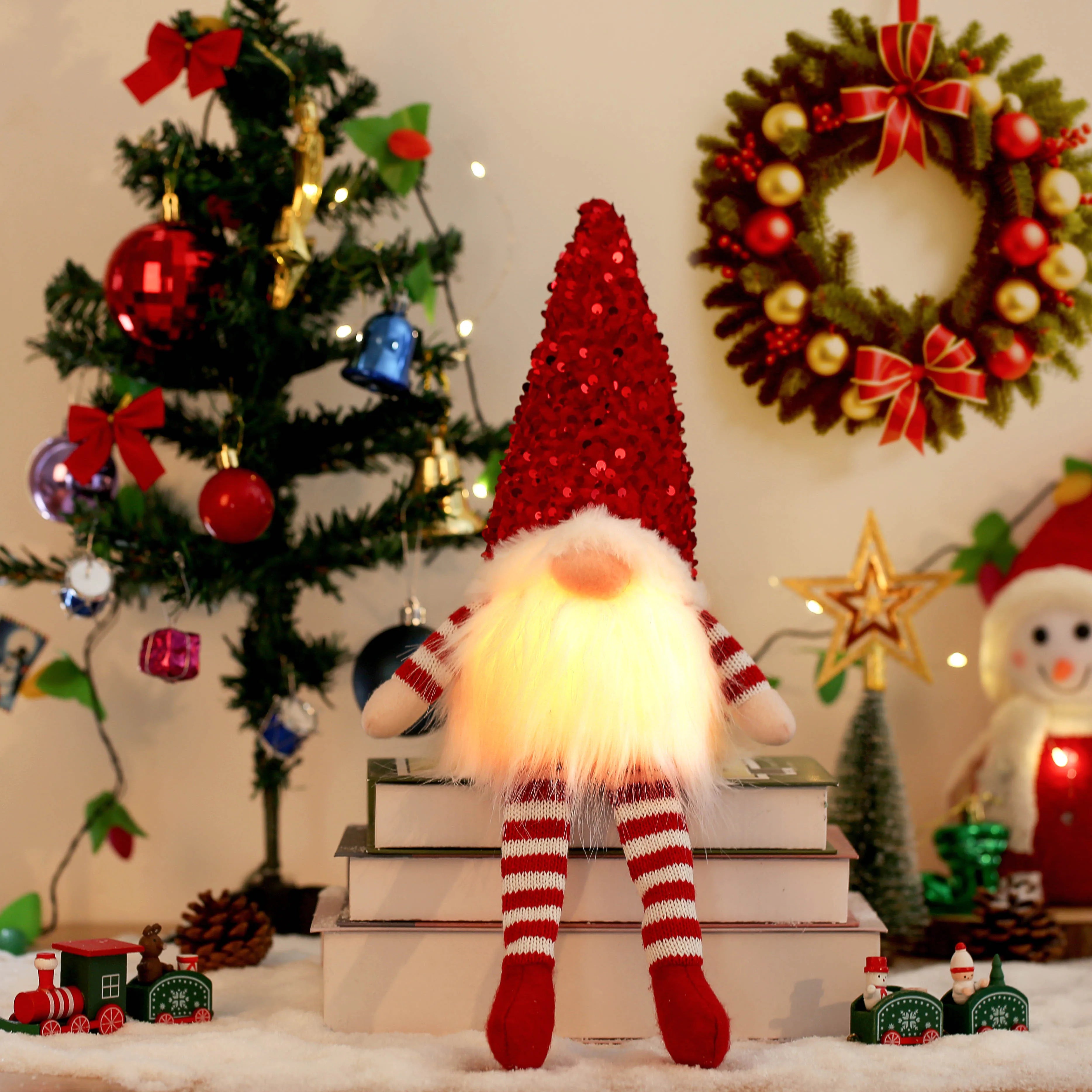 Leuchtender Wichtel – 30 cm Weihnachtsbaum-Deko & Nachtlicht