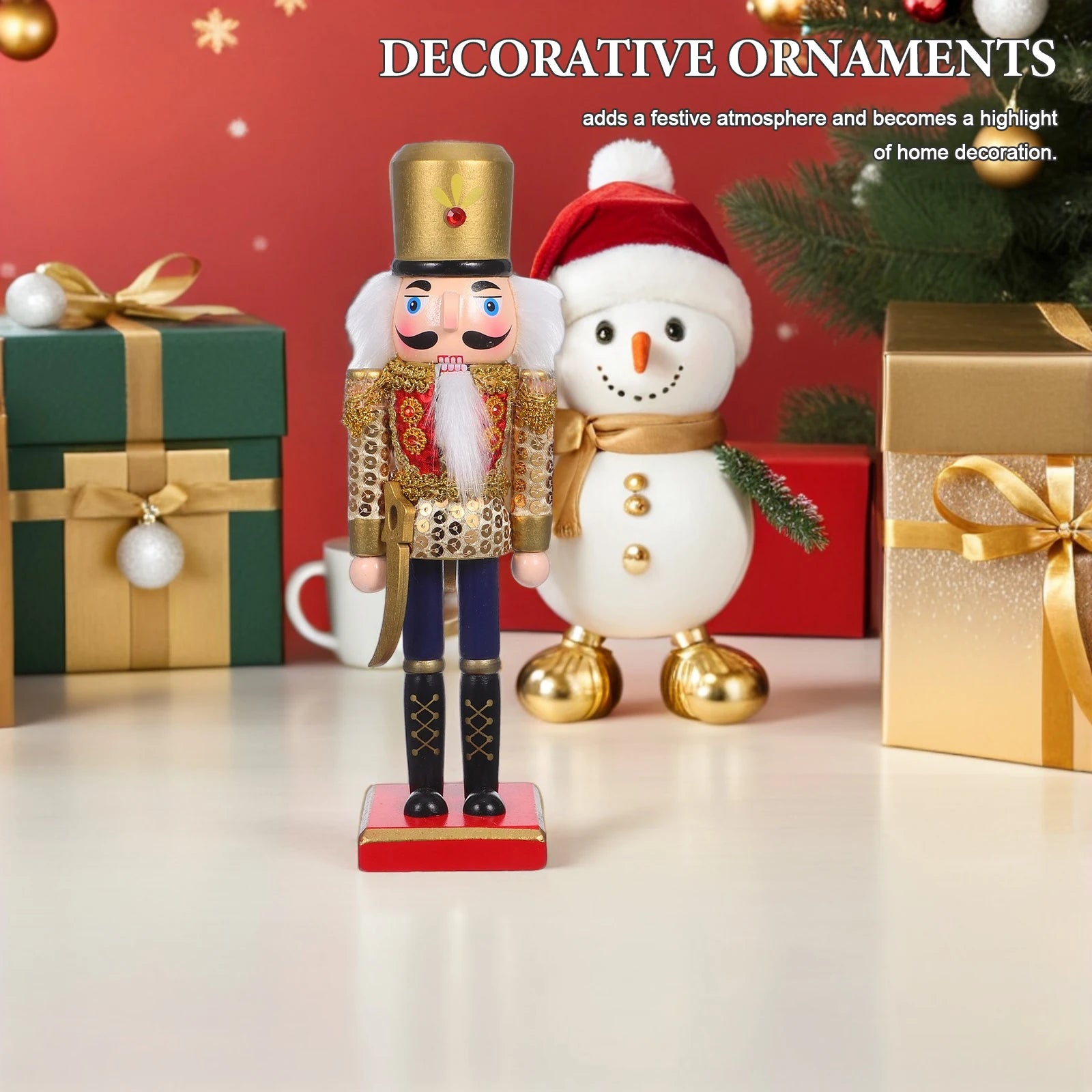 Weihnachtsnussknacker Figur – 25 cm Holz Soldat für Tisch-Deko & Regaldekoration