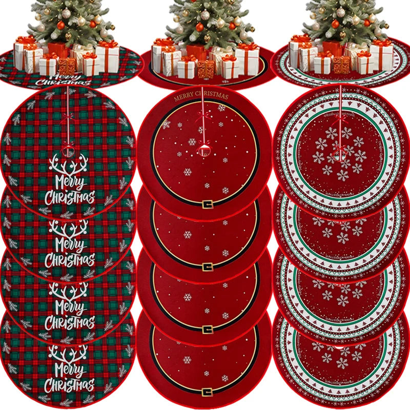 Weihnachtsbaumrock 59 cm – Rot mit Santa, Schneeflocken & Rentier Design