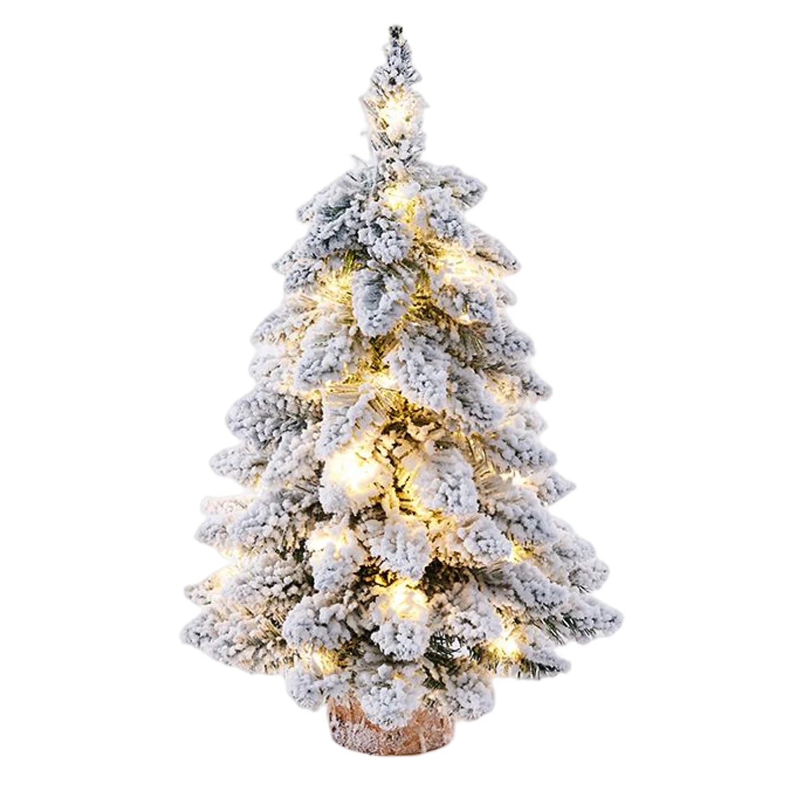 Weihnachtsbaum Tischfigur – Schneebedeckter Mini Weihnachtsbaum mit LED-Lichtern für Geschenke