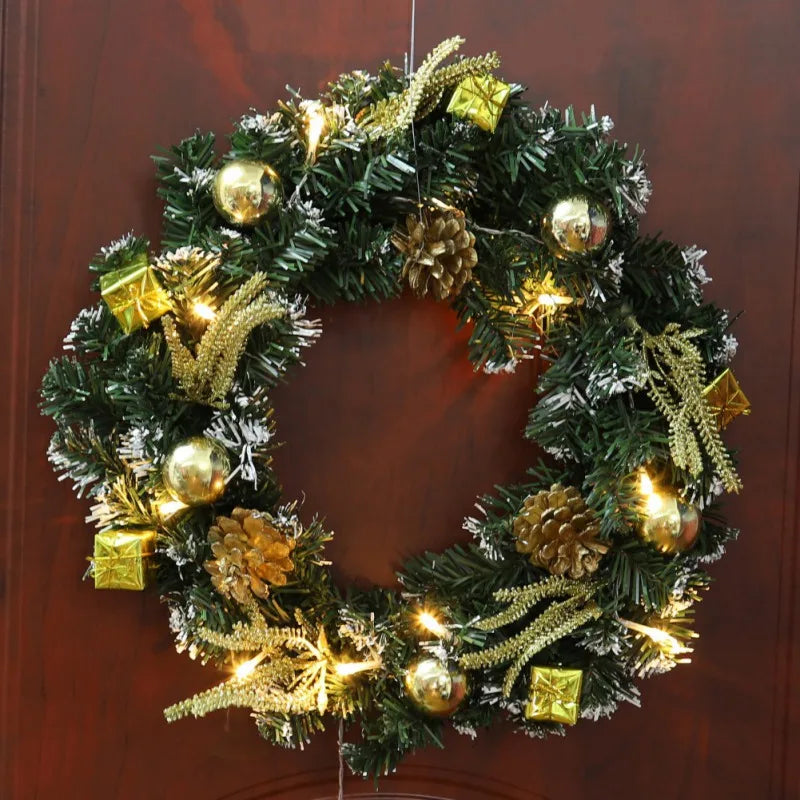 Weihnachtskranz mit LED-Lichterkette – 25/30/40 cm für Tür & Wand
