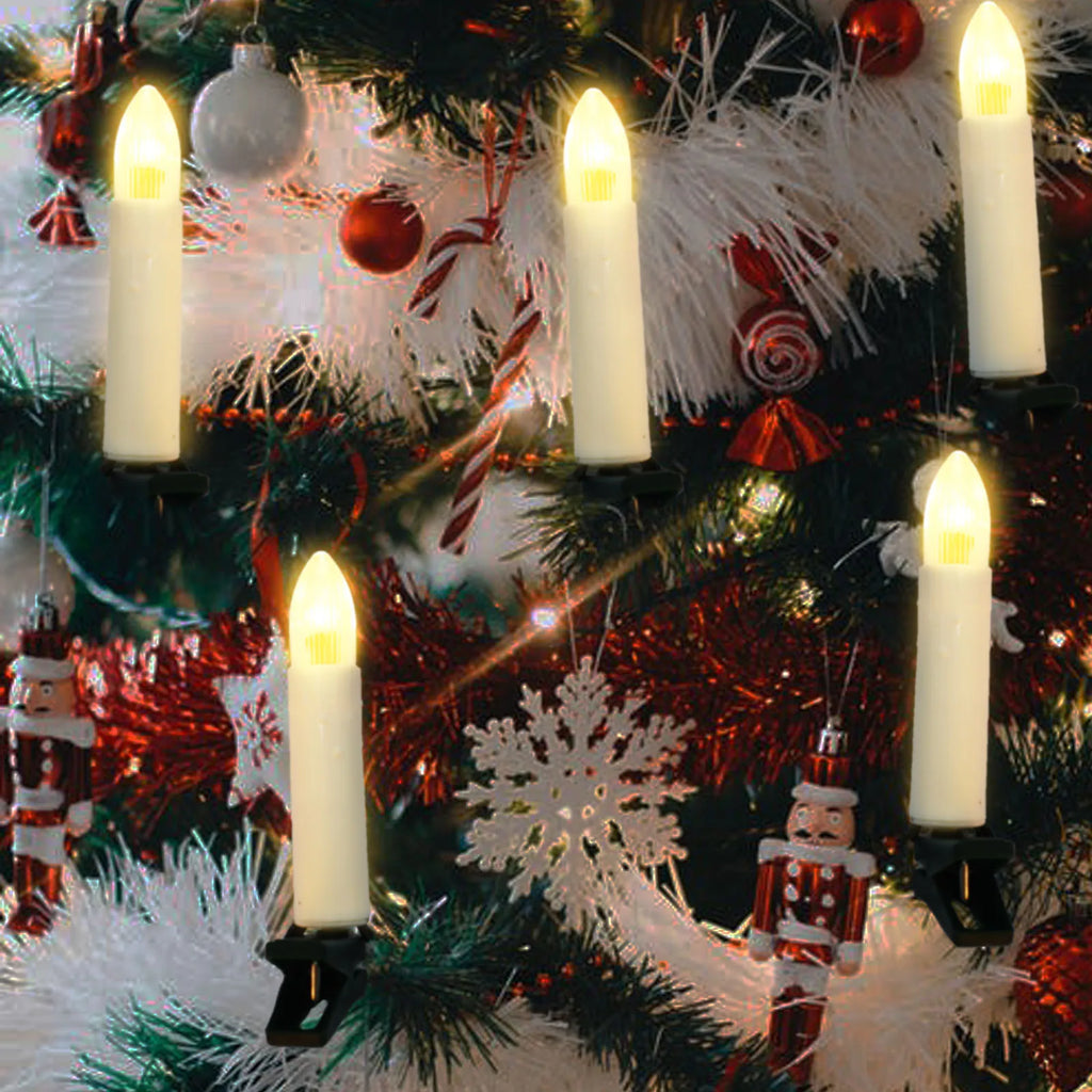 20er LED Kerzen Lichterkette – Warmweiß, Flameless Clip-On für Weihnachten & Deko