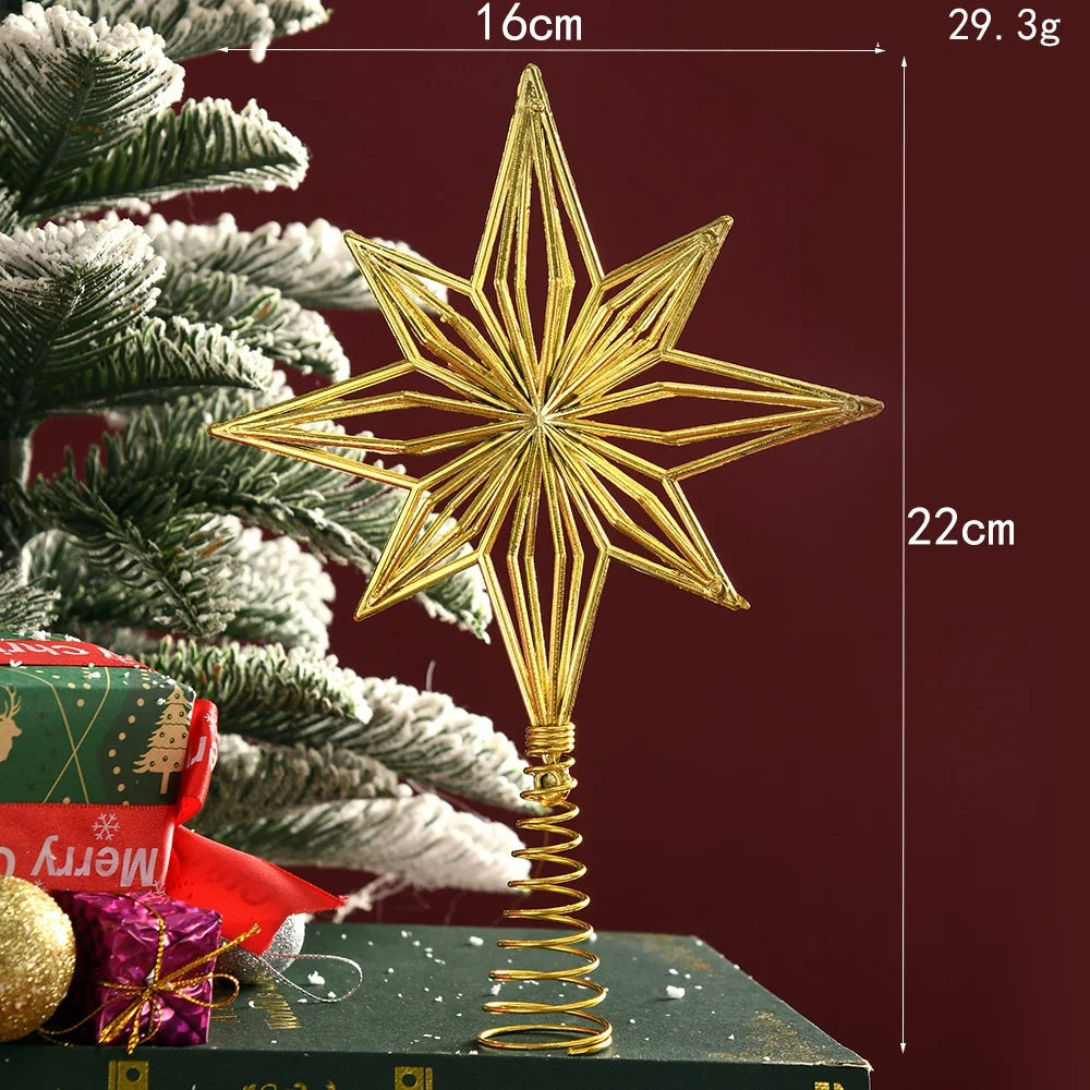 Weihnachtsbaum Spitze – Glitzernde Goldene Stern-Spitze für Festtagsdekoration