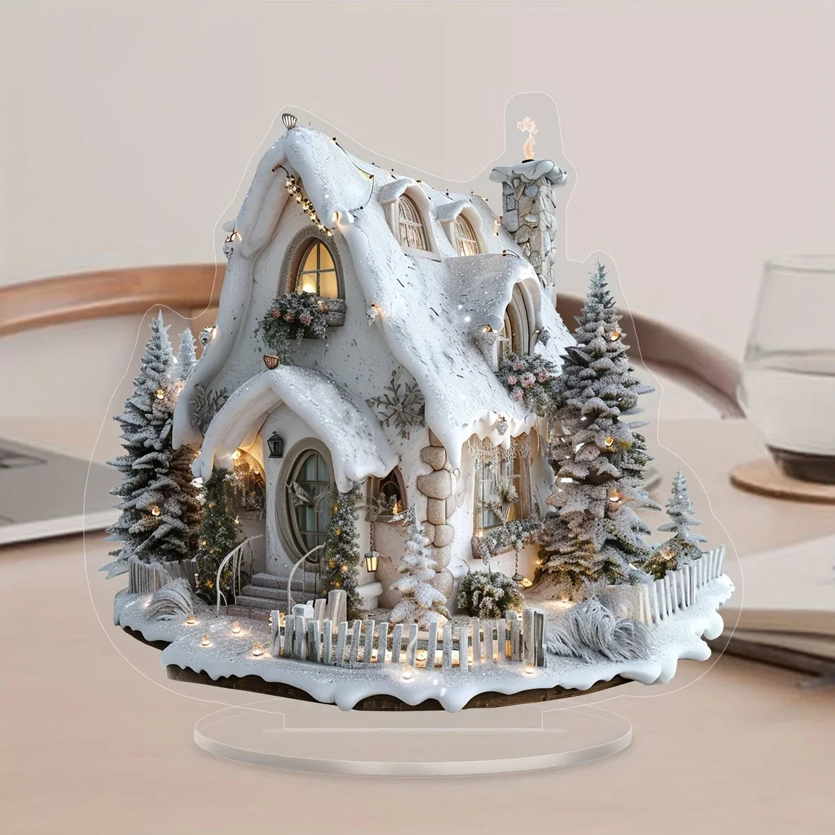 1x Weihnachts-Rentier Schlitten Santa Figur – 2D Acryl Deko für Weihnachten & Feiertage 2025