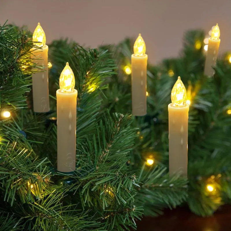 20er LED Kerzen Lichterkette – Warmweiß, Flameless Clip-On für Weihnachten & Deko