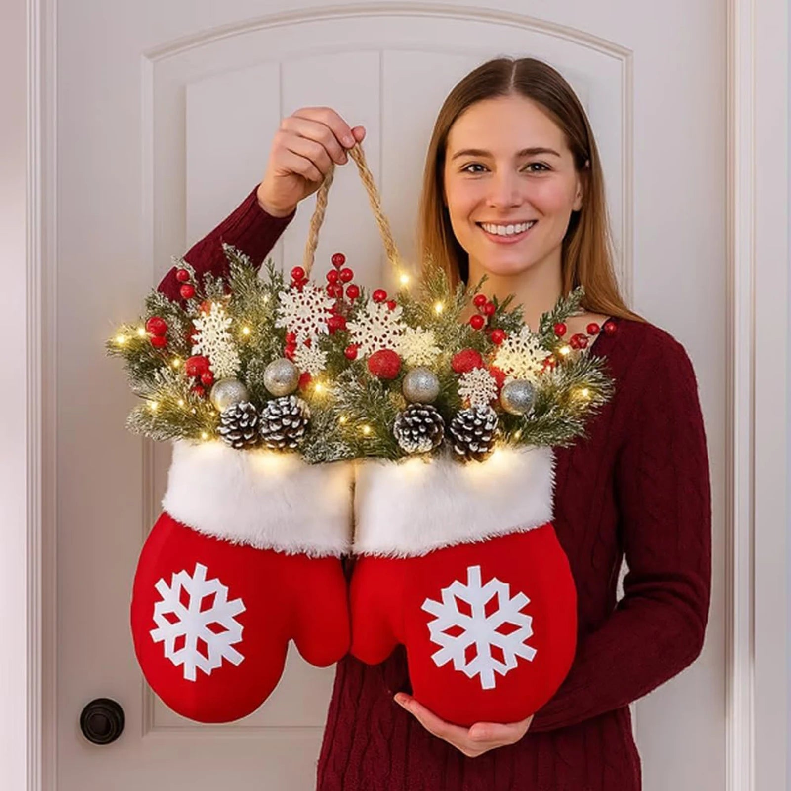 Weihnachtszauber-Handschuh – Kranz für Tür & Fenster