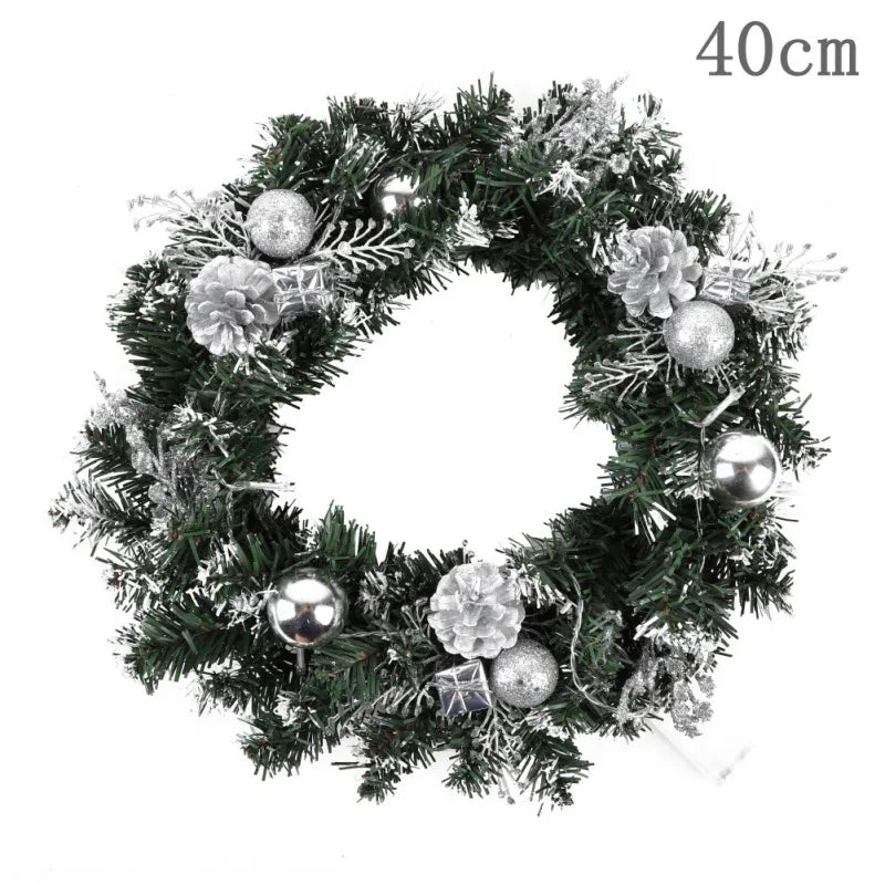 Weihnachtskranz mit LED-Lichterkette – 25/30/40 cm für Tür & Wand