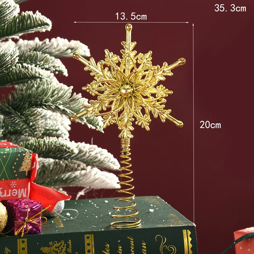 Weihnachtsbaum Spitze – Glitzernde Goldene Stern-Spitze für Festtagsdekoration