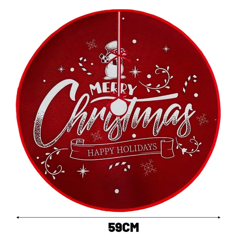 Weihnachtsbaumrock 59 cm – Rot mit Santa, Schneeflocken & Rentier Design
