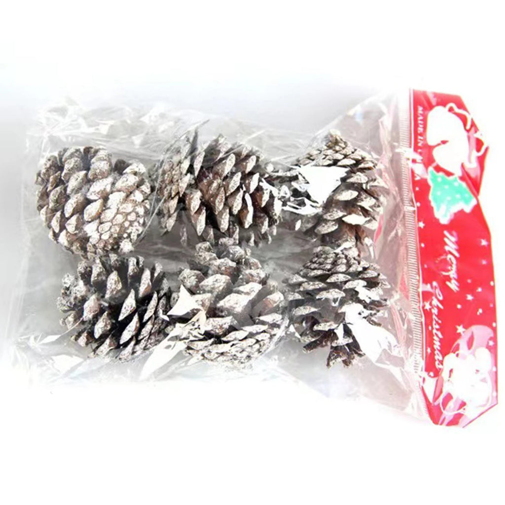 6 Stück Künstliche Tannenzapfen – Holz Pine Cones für Weihnachtsbaum Anhänger & Deko (4 cm)
